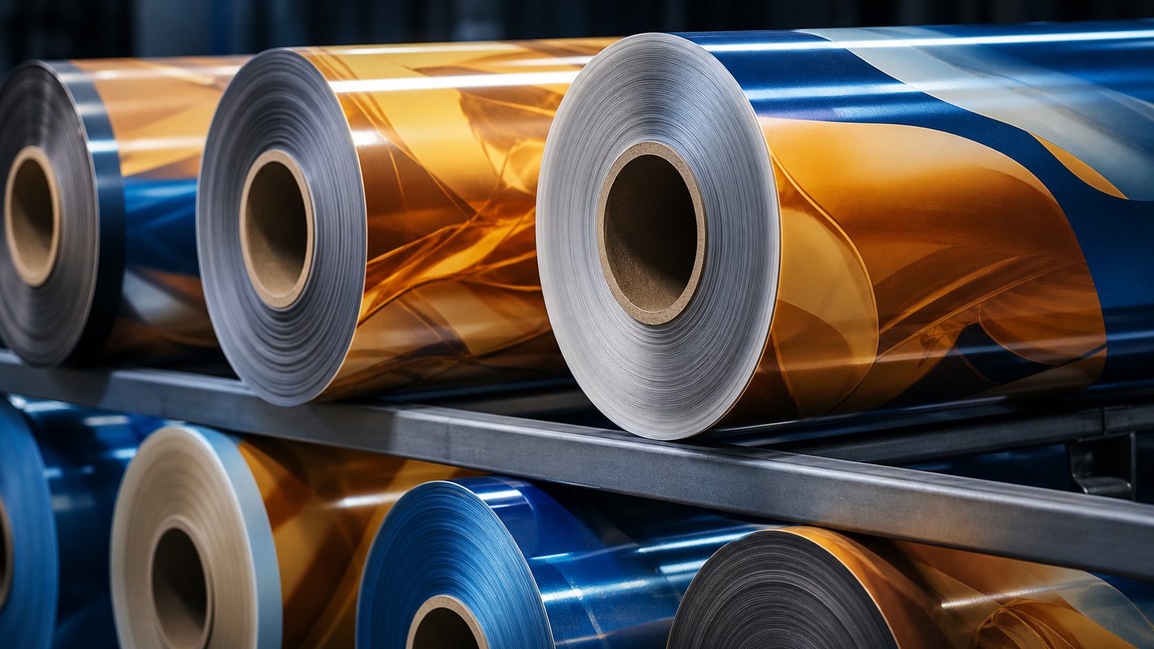 Rolls of printed laminated packaging film